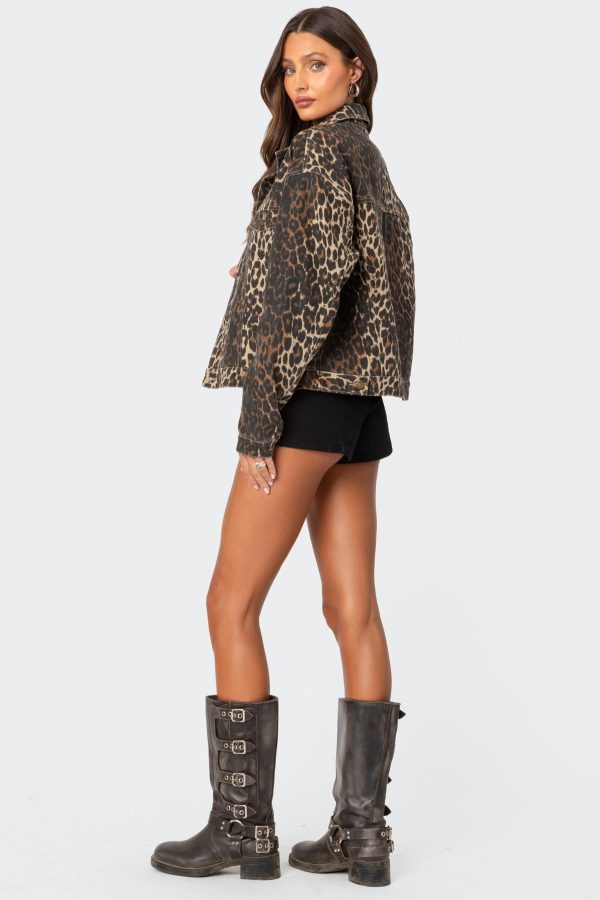 Leopard Print Denim Jacket - Image 4