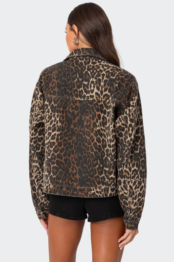 Leopard Print Denim Jacket - Image 5