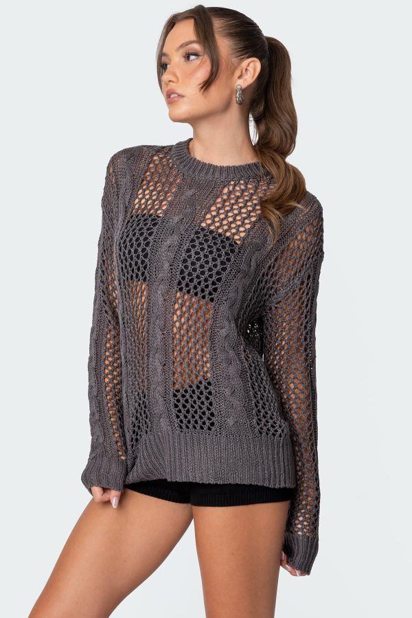 Cable Open Knit Sweater - Image 3