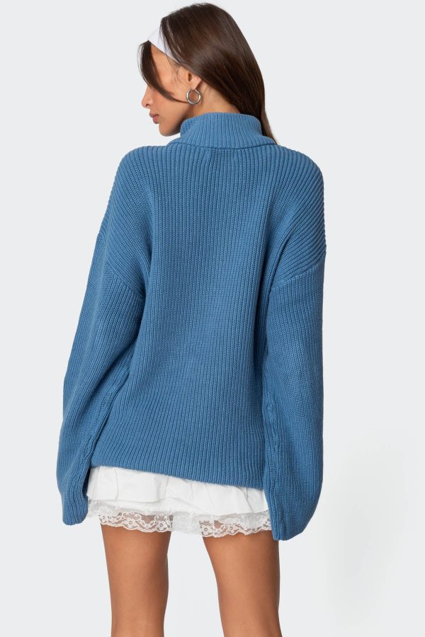 Amour High Neck Oversized Zip Sweater - Image 4