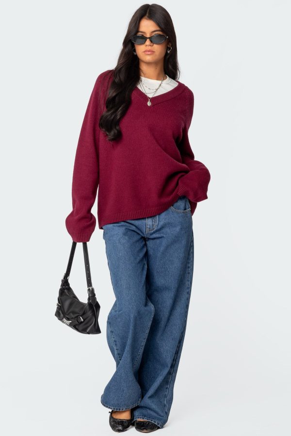 Martha Oversized V Neck Sweater - Image 2