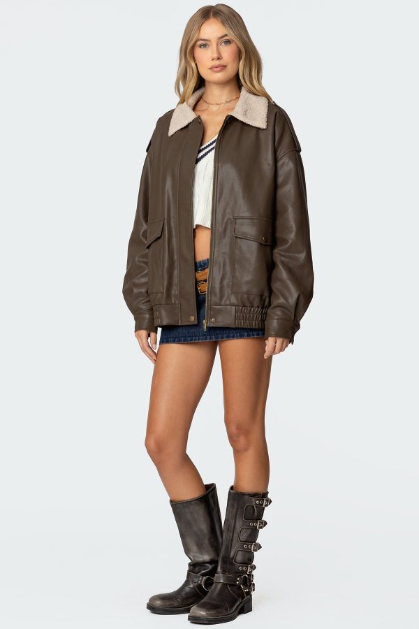 Ann Oversized Faux Leather Jacket - Image 4