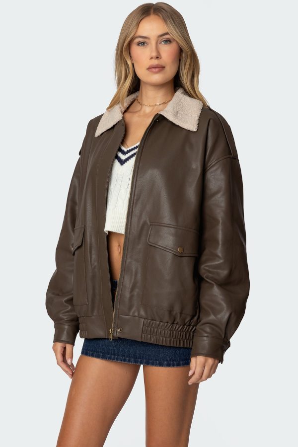 Ann Oversized Faux Leather Jacket - Image 3