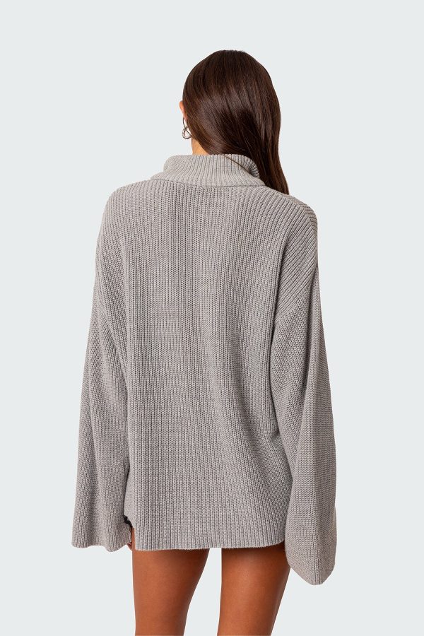 Amour High Neck Oversized Zip Sweater - Image 4