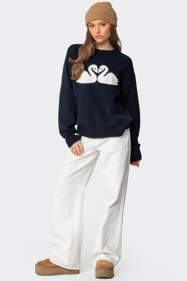 Swan Oversized Knit Sweater - Image 2