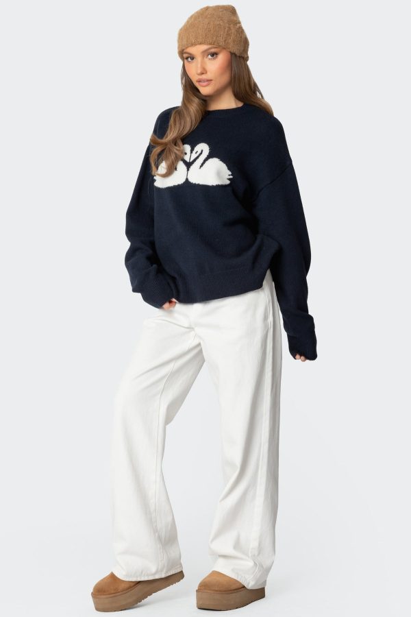 Swan Oversized Knit Sweater - Image 3