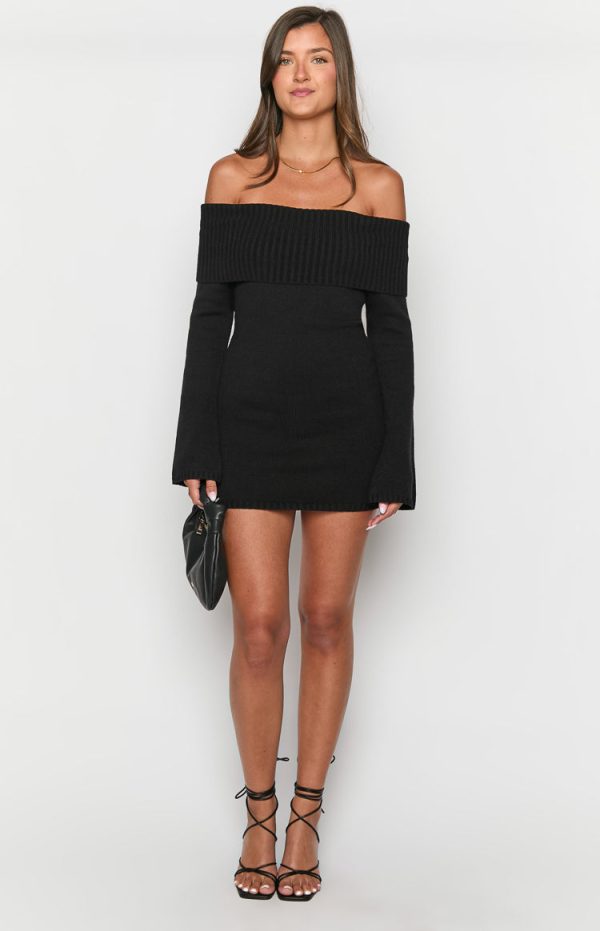 Halia Black Long Sleeve Mini Dress - Image 3