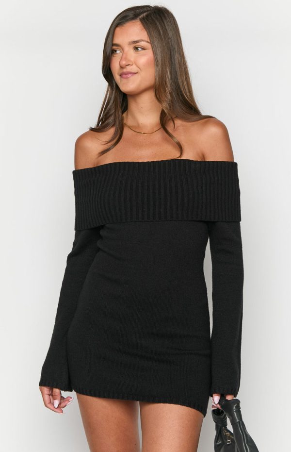 Halia Black Long Sleeve Mini Dress - Image 2