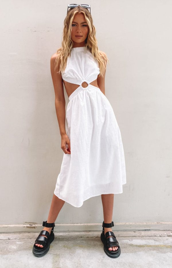 Odessa Backless Midi Dress White - Image 8