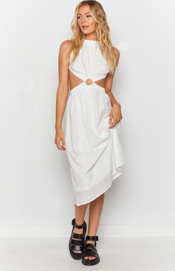 Odessa Backless Midi Dress White - Image 9