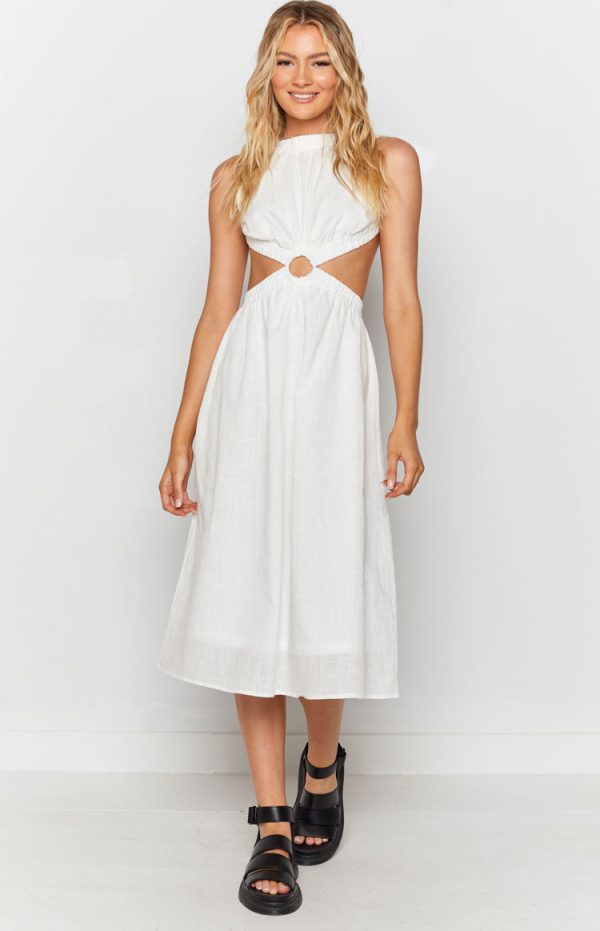 Odessa Backless Midi Dress White - Image 5