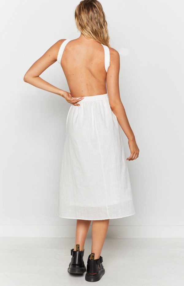 Odessa Backless Midi Dress White - Image 2