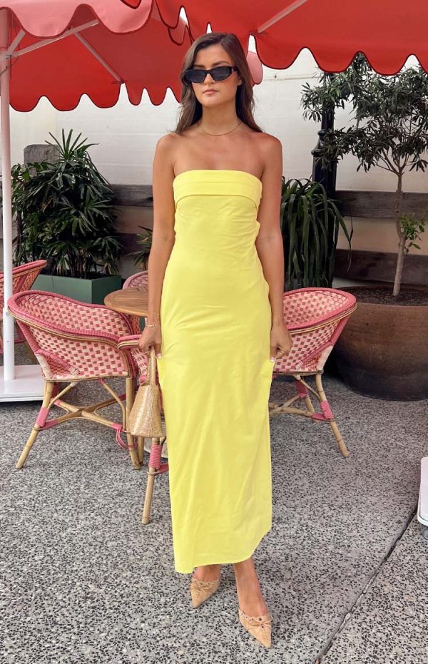 Summer Lemon Strapless Midi Dress - Image 7