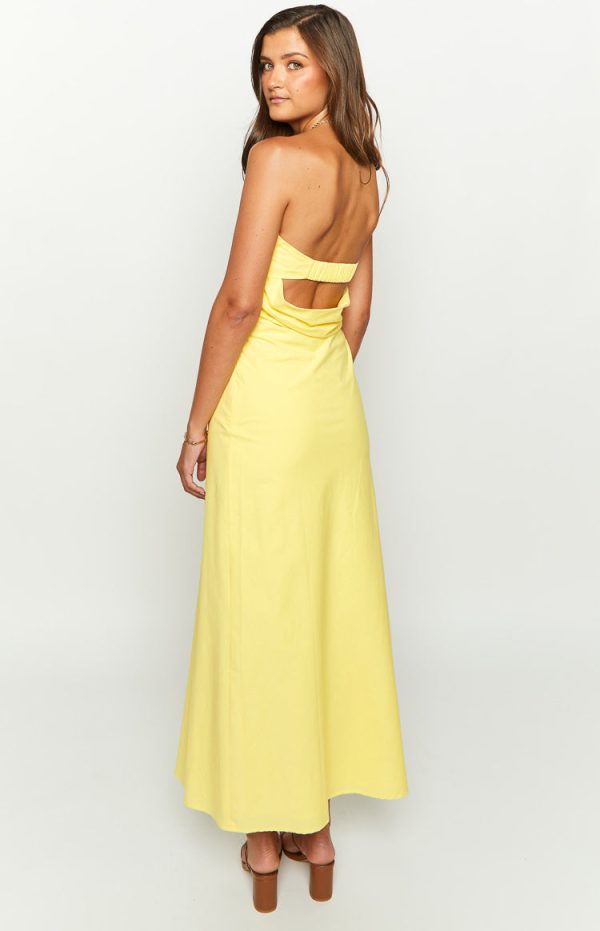 Summer Lemon Strapless Midi Dress - Image 3