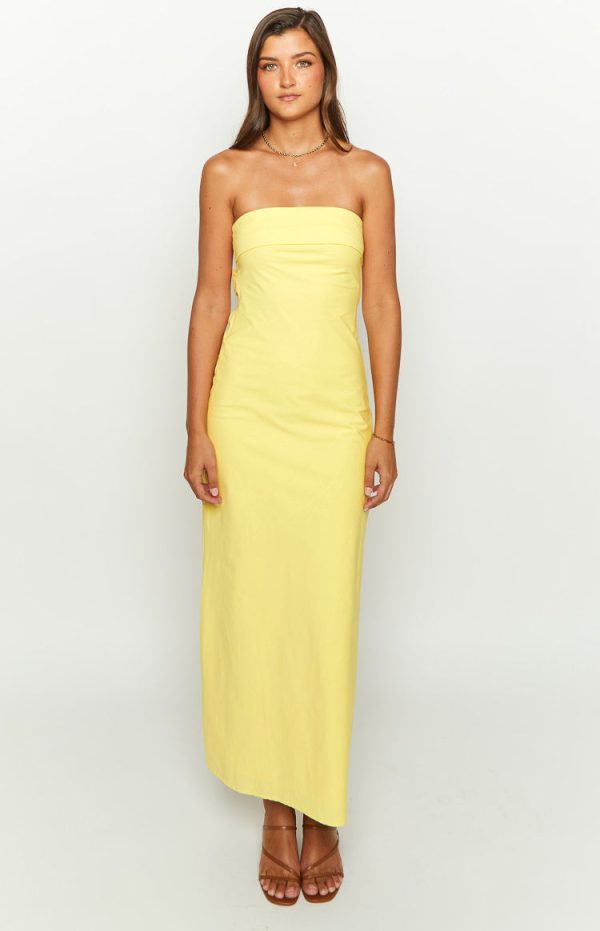 Summer Lemon Strapless Midi Dress - Image 2