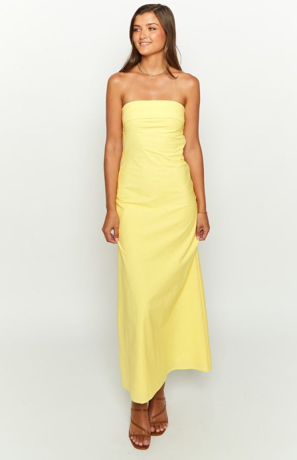 Summer Lemon Strapless Midi Dress - Image 4