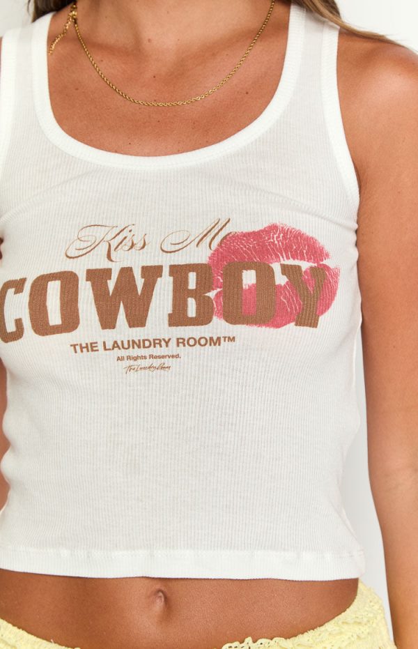 The Laundry Room Kiss Me Cowboy White Rib Tank - Image 6