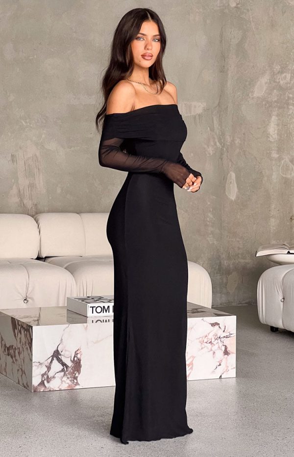 Coraline Black Long Sleeve Maxi Dress - Image 5