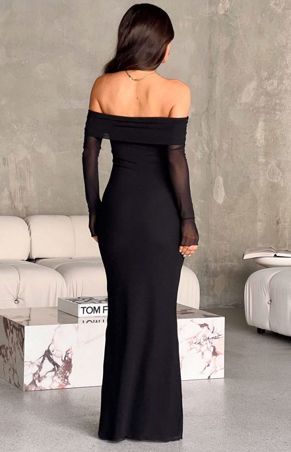 Coraline Black Long Sleeve Maxi Dress - Image 7