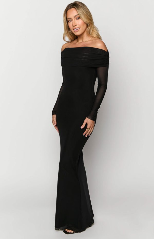 Coraline Black Long Sleeve Maxi Dress - Image 2