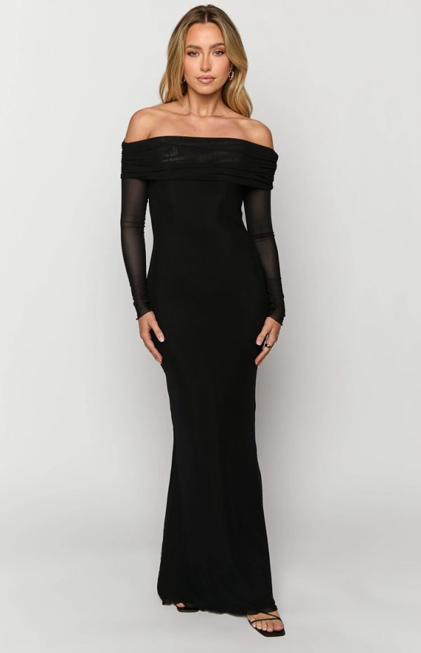 Coraline Black Long Sleeve Maxi Dress - Image 4