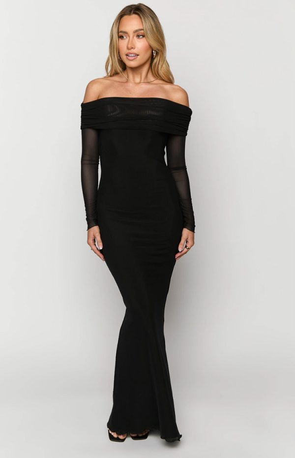 Coraline Black Long Sleeve Maxi Dress - Image 8